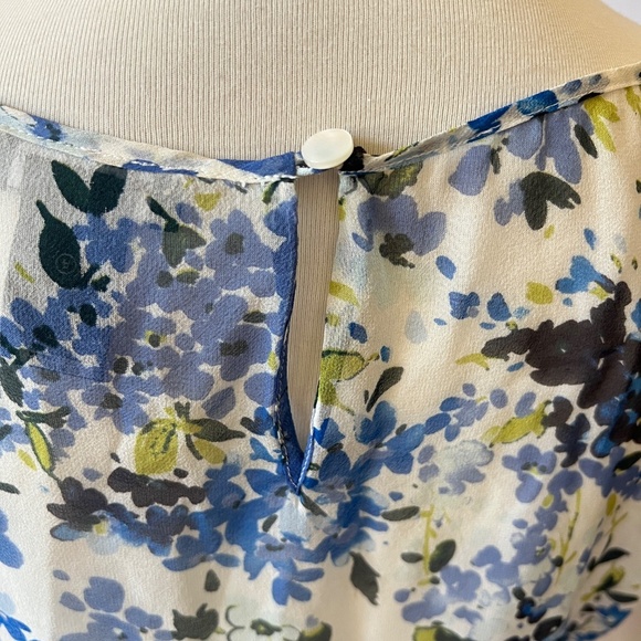 DONCASTER COLLECTION BLOUSE 10 100% SILK RUFFLES SIDE ZIP FLORAL SUMMER FEMININE - Picture 7 of 13